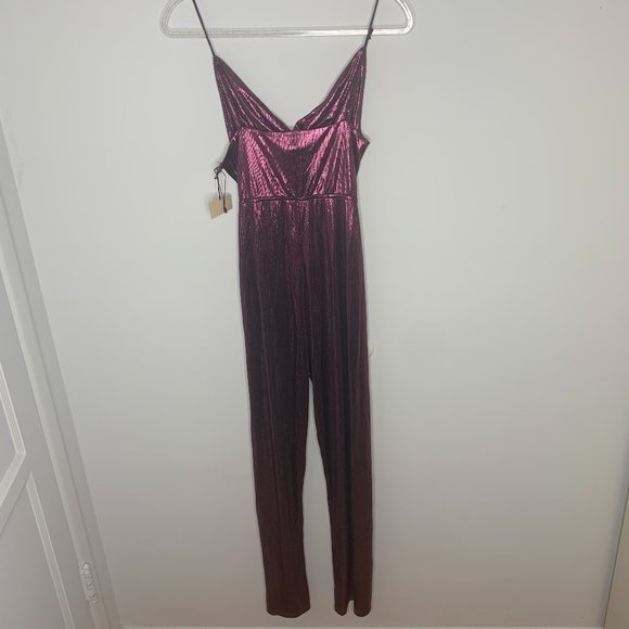 NEW Superdown Emerson metallic foil jumpsuit Small 🌟 - Picture 3 of 12